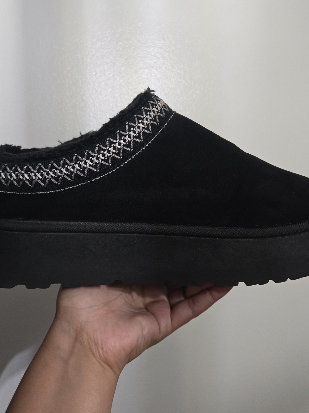 Rouge Helium Black Slip-On Suede Clog with Contrasting Stitch Trim - Picture 4 of 9